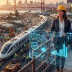 Emprendedores latinos en California supervisando un proyecto de infraestructura moderna, sector que proyecta un crecimiento del 2.2% para 2026.